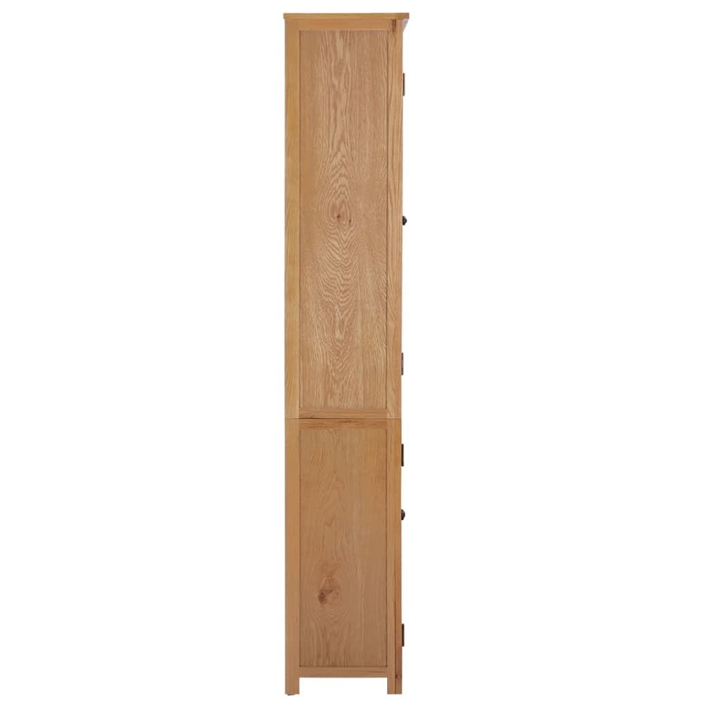 vidaXL Βιβλιοθήκη με 4 Πόρτες 90x35x200 εκ. Μασίφ Ξύλο Δρυός και Γυαλί