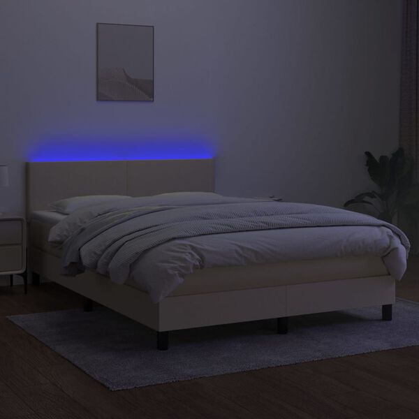 vidaXL &Kappa;&rho;&epsilon;&beta;ά&tau;&iota; Boxspring &mu;&epsilon; &Sigma;&tau;&rho;ώ&mu;&alpha; & LED &Kappa;&rho;&epsilon;&mu; 140x200 &epsilon;&kappa;. &Upsilon;&phi;&alpha;&sigma;&mu;ά&tau;&iota;&nu;&omicron;