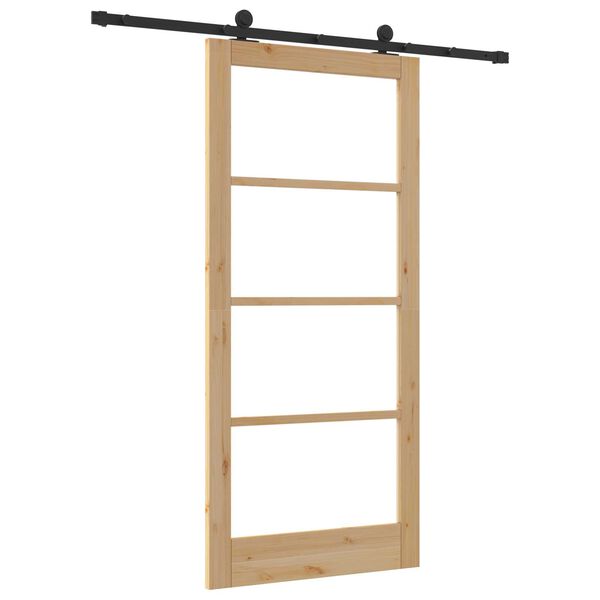 vidaXL Συρόμενη Πόρτα ORKDAL Καφέ 93 x 202 cm Ξύλο και μέταλλο