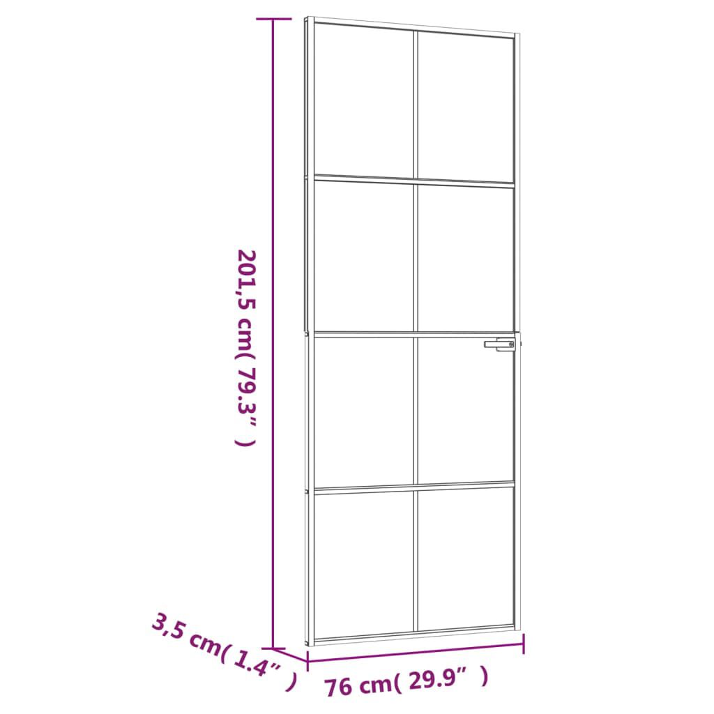 vidaXL Εσωτερική Πόρτα 76x201,5 εκ. Ψημένο Γυαλί και Λεπτό Αλουμίνιο