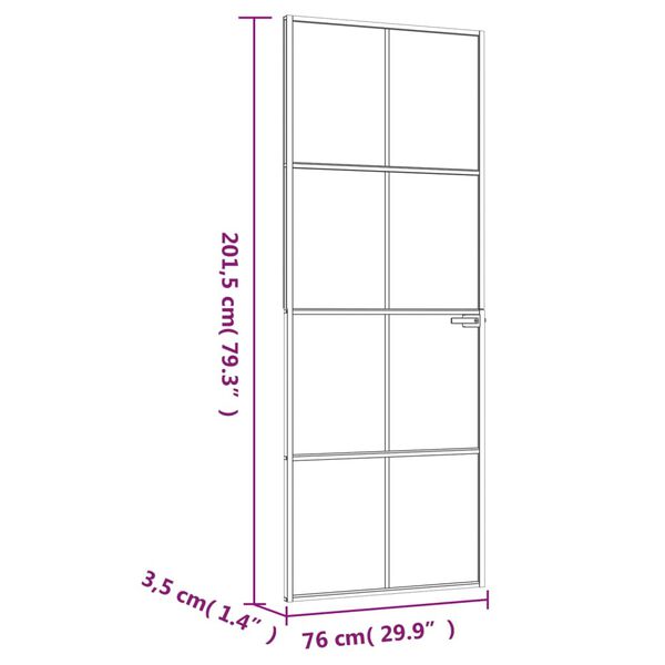 vidaXL Εσωτερική Πόρτα 76x201,5 εκ. Ψημένο Γυαλί και Λεπτό Αλουμίνιο