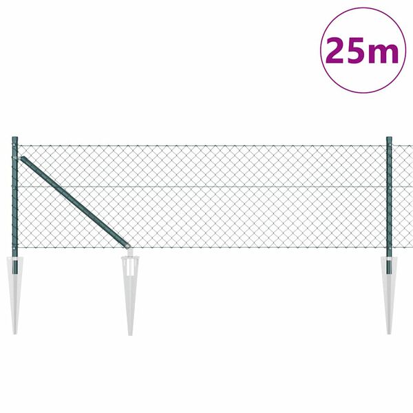 vidaXL Φράχτης από αλυσίδα με στήλες Πράσινο 0.8 x 25 m Ατσάλι