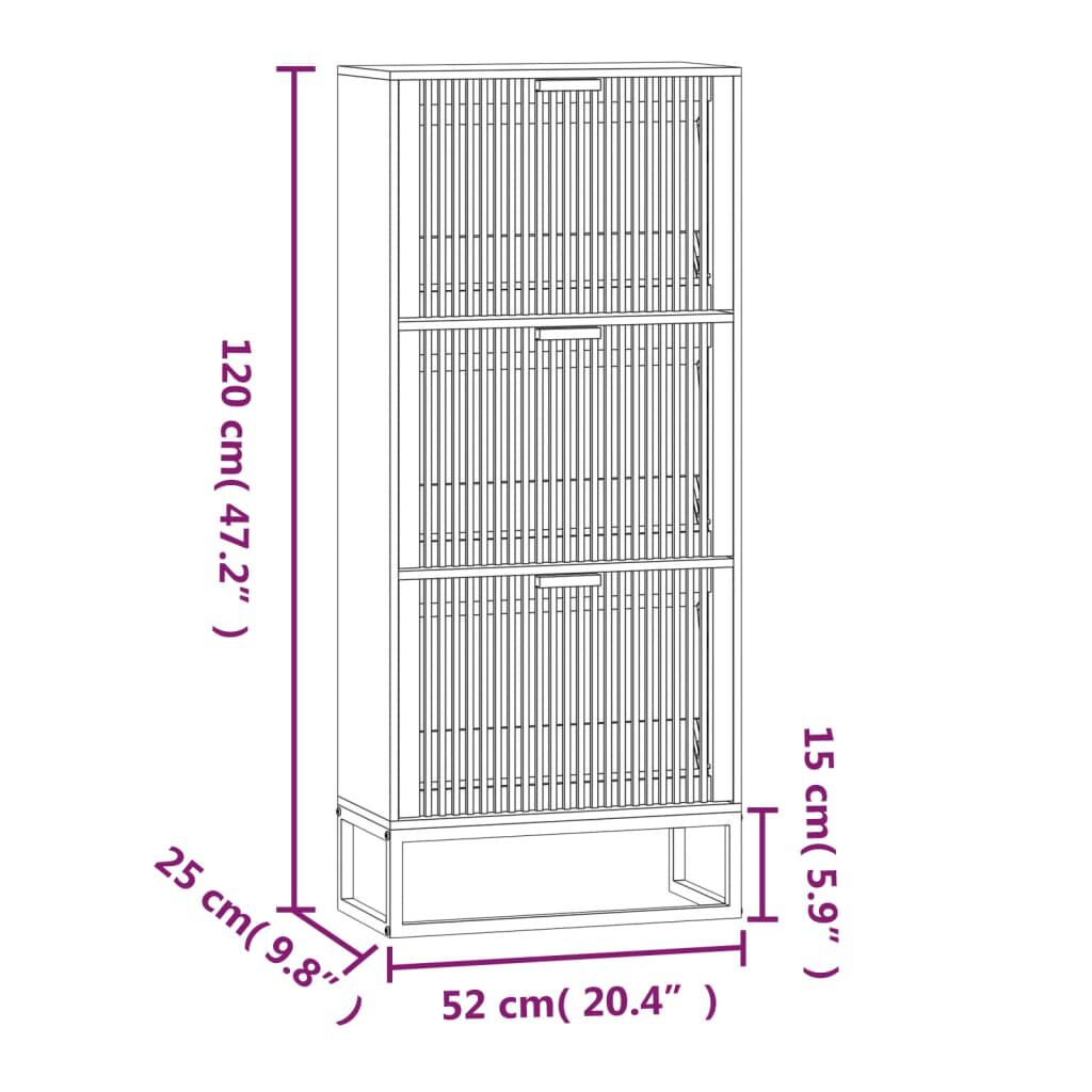 vidaXL Παπουτσοθήκη Μαύρη 52 x 25 x 120 εκ. από Επεξεργασμένο Ξύλο