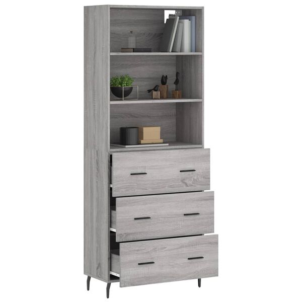 vidaXL Ντουλάπι Γκρι Sonoma 69,5 x 34 x 180 εκ. Επεξεργασμένο Ξύλο