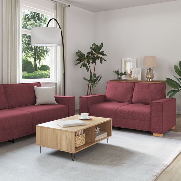 vidaXL Σετ Καναπέ με μαξιλάρι 3 pcs Κόκκινο 220 x 78 x 84 εκ. ύφασμα
