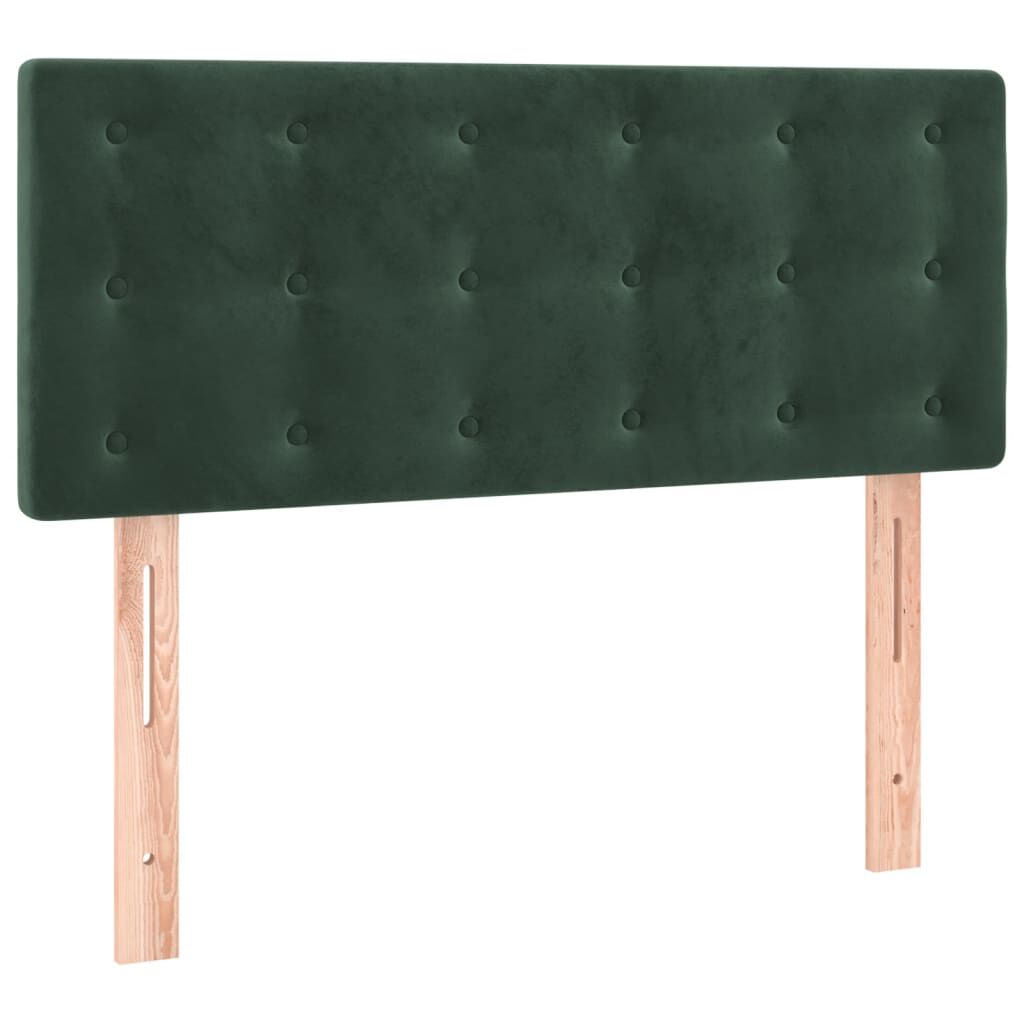 vidaXL Κρεβάτι Boxspring με Στρώμα & LED Σκ. Πράσινο 90x200 εκ Βελούδο