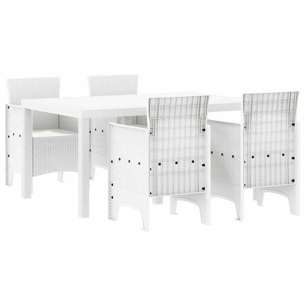vidaXL Σέτ φαγητού για κήπο 5 pcs Λευκό Rattan Polt