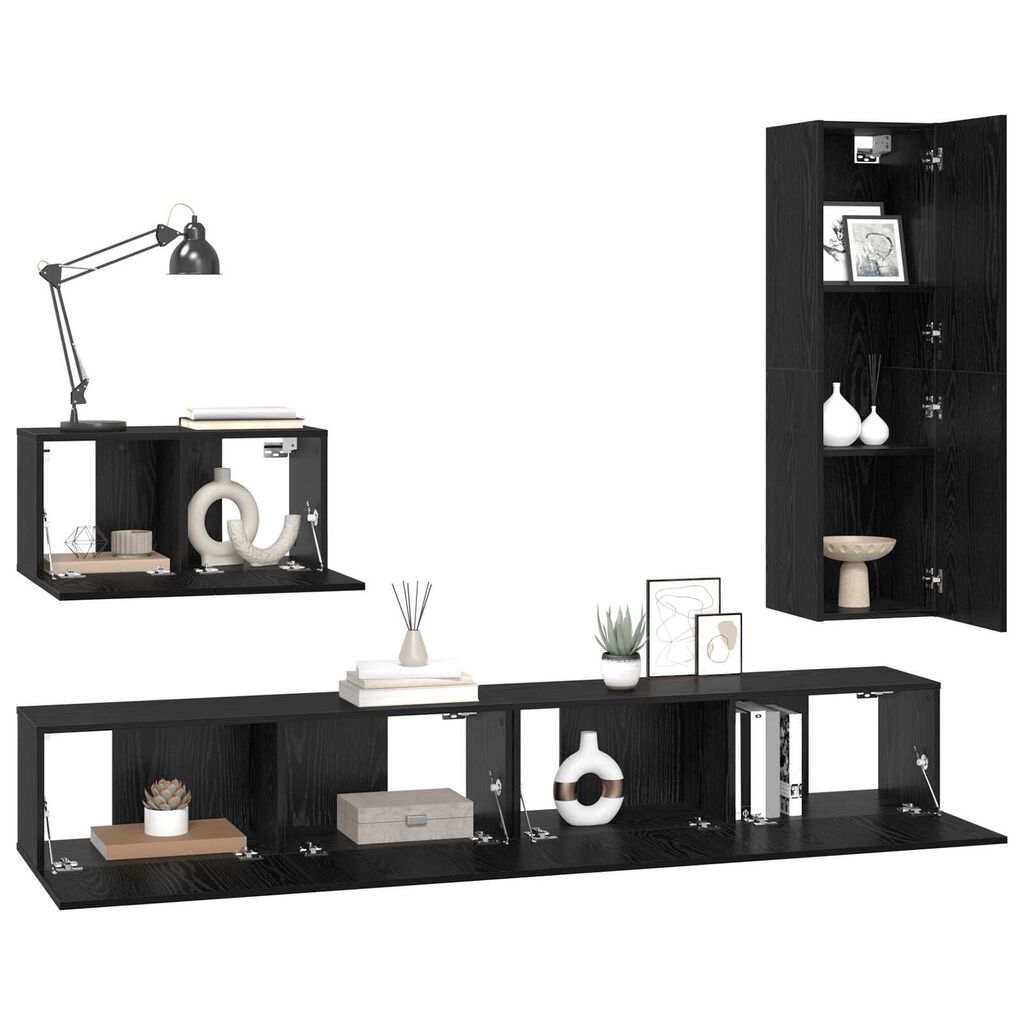 vidaXL Σετ επίπλου τηλεόρασης 4 pcs Μαύρη Δρυς 30.5 x 30 x 110 εκ.