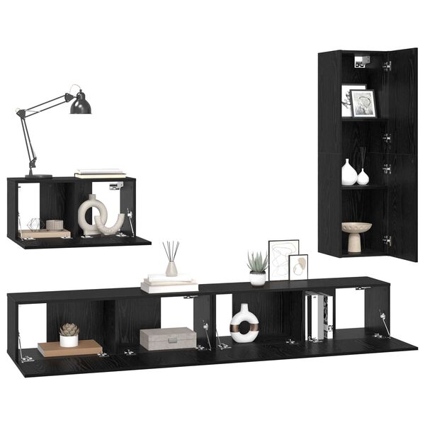 vidaXL Σετ επίπλου τηλεόρασης 4 pcs Μαύρη Δρυς 30.5 x 30 x 110 εκ.