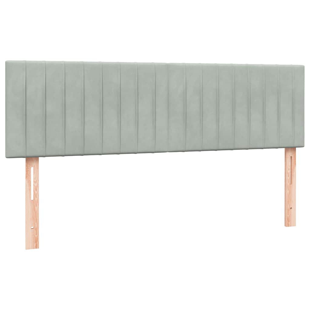 vidaXL Κρεβάτι Boxspring με Στρώμα Ανοιχτό Γκρι 140x220 εκ. Βελούδινο