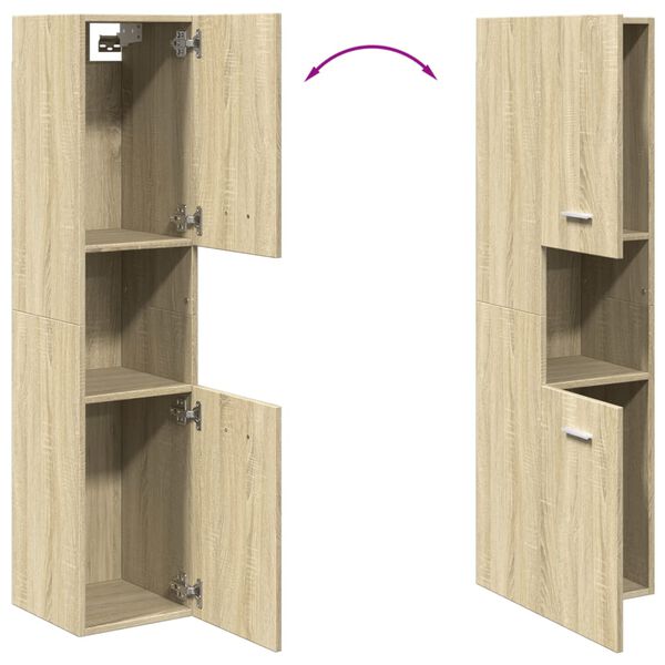 vidaXL Στήλη Μπάνιου Sonoma Δρυς 30 x 30 x 130 εκ. από Επεξ. Ξύλο