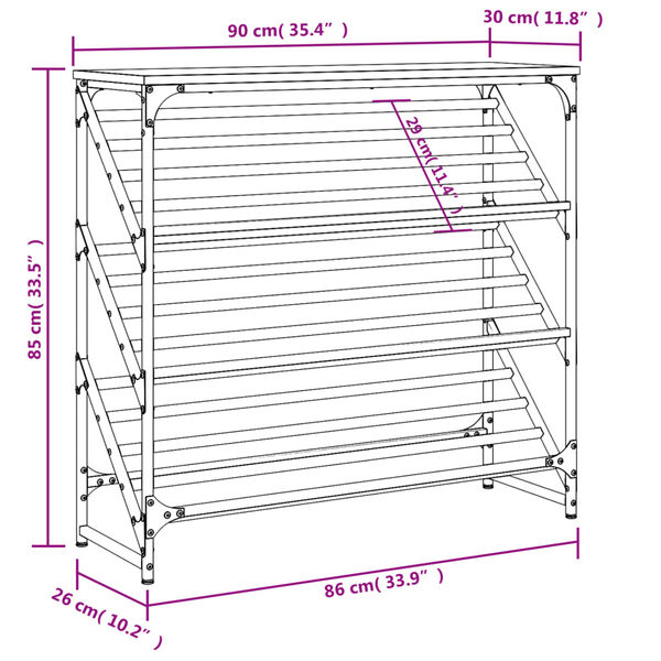 vidaXL Παπουτσοθήκη Καπνιστή Δρυς 90x30x85 εκ. Επεξεργασμένο Ξύλο