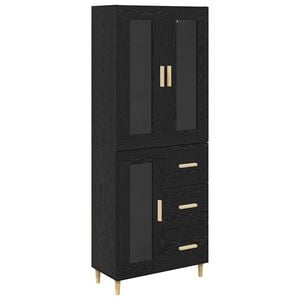 vidaXL Highboard &Mu;&alpha;ύ&rho;&eta; &Omicron;&xi;&upsilon;ά 69,5 x 34 x 180 &epsilon;&kappa;. &Epsilon;&pi;&epsilon;&xi;&epsilon;&rho;&gamma;&alpha;&sigma;&mu;έ&nu;&omicron; &Xi;ύ&lambda;&omicron;