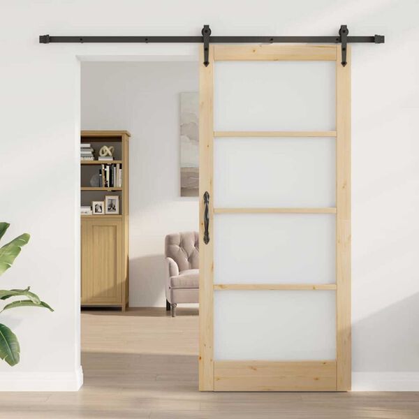vidaXL Συρόμενη Πόρτα ORKDAL Καφέ 93 x 211 εκ. Ξύλο και μέταλλο