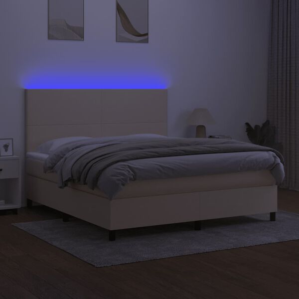 vidaXL &Kappa;&rho;&epsilon;&beta;ά&tau;&iota; Boxspring &mu;&epsilon; &Sigma;&tau;&rho;ώ&mu;&alpha; & LED &Kappa;&rho;&epsilon;&mu; 180x200 &epsilon;&kappa;. &Upsilon;&phi;&alpha;&sigma;&mu;ά&tau;&iota;&nu;&omicron;