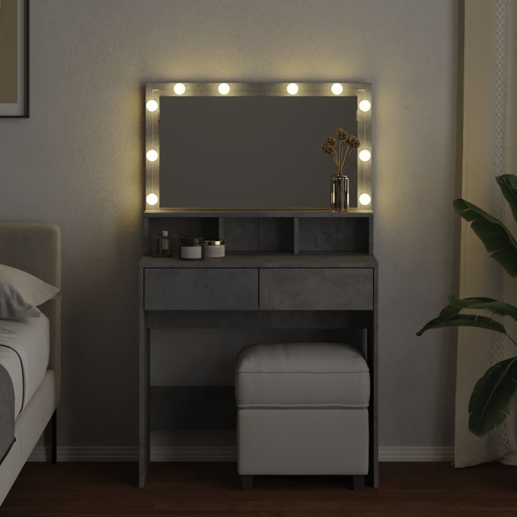 vidaXL Μπουντουάρ με LED Γκρι Σκυροδέματος 80x41x144,5 εκ.