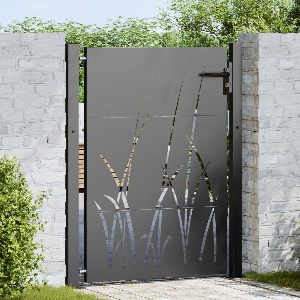 vidaXL Πύλη Κήπου Μαύρο 105 x 125 cm Ατσάλι με Επικάλυψη Πούδρας