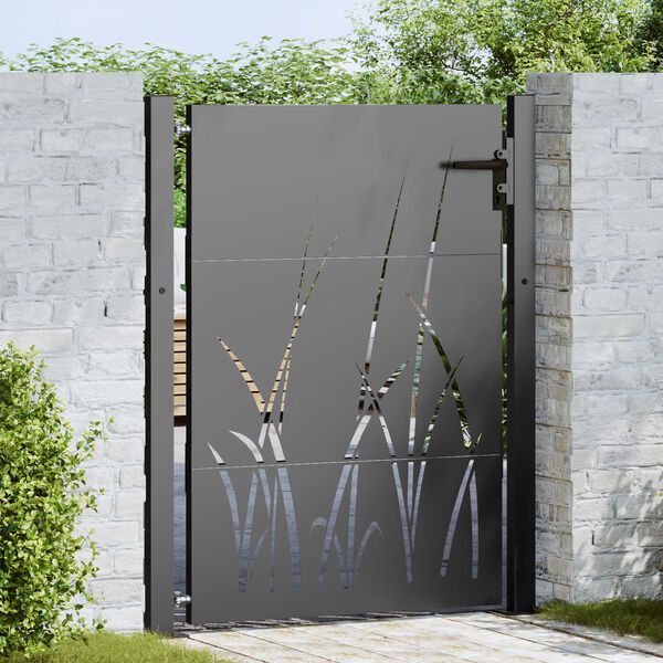 vidaXL Πύλη Κήπου Μαύρο 105 x 125 cm Ατσάλι με Επικάλυψη Πούδρας