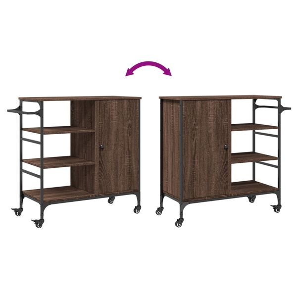 vidaXL Τρόλεϊ Κουζίνας Καφέ Δρυς 87,5x38,5x84,5 εκ. Επεξ. Ξύλο