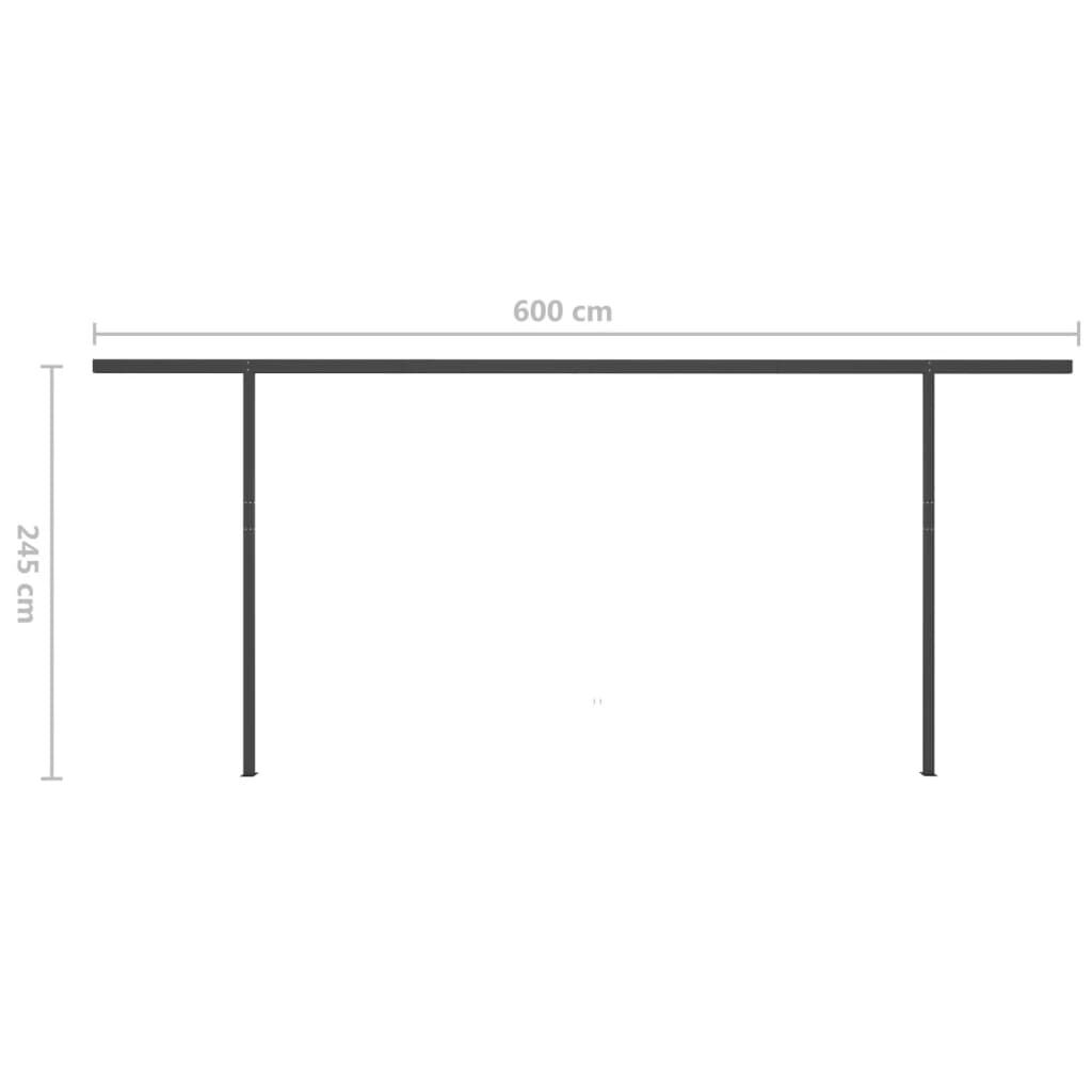 vidaXL Τέντα Αυτόματη με LED & Αισθητήρα Ανέμου Κρεμ 6 x 3,5 μ.