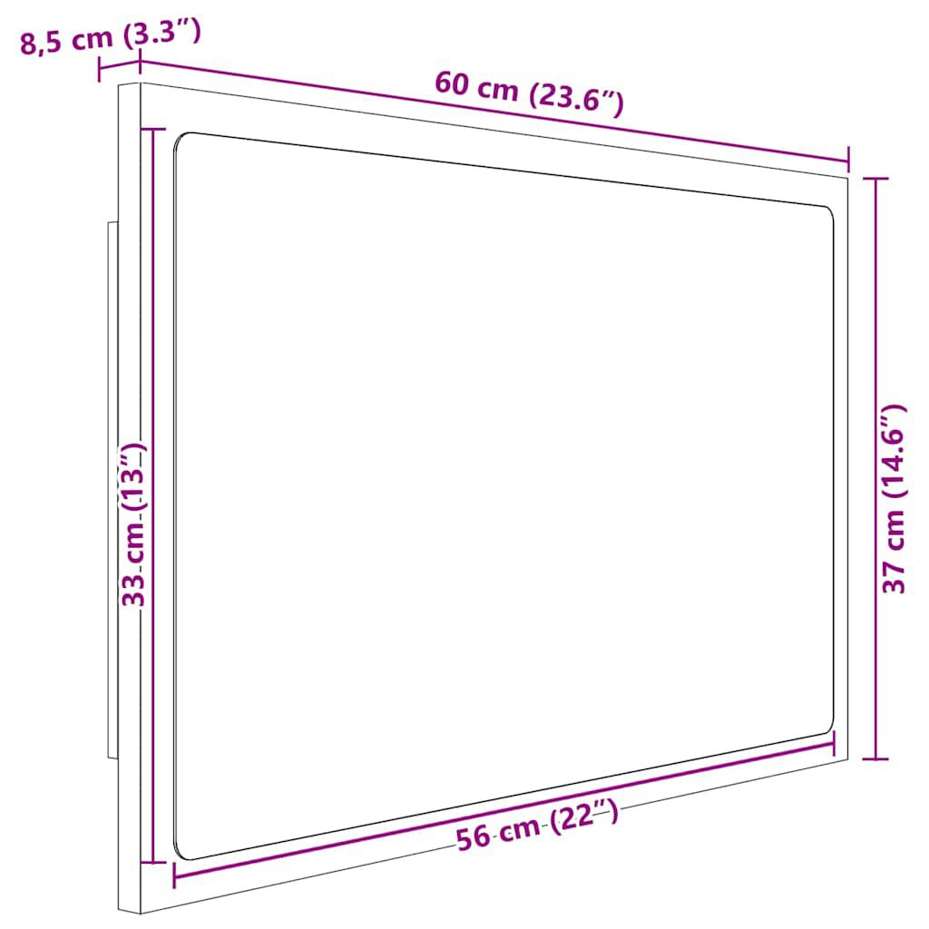 vidaXL Καθρέφτης Μπάνιου με LED Λευκός 60 x 8,5 x 37 εκ. Ακρυλικός