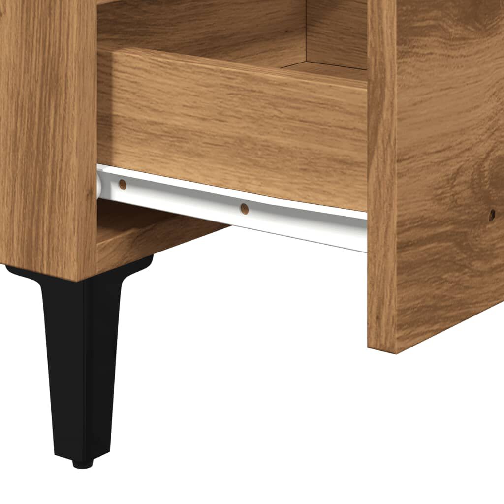 vidaXL Ντουλάπι κρεβατιού με μεταλλικά πόδια Artisan Oak 40x35x69 cm