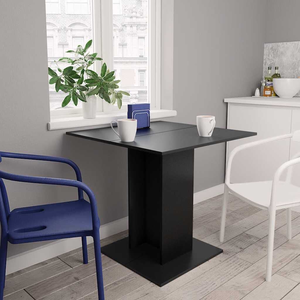 vidaXL Τραπεζαρία Μαύρη 80 x 80 x 75 εκ. από Επεξ. Ξύλο
