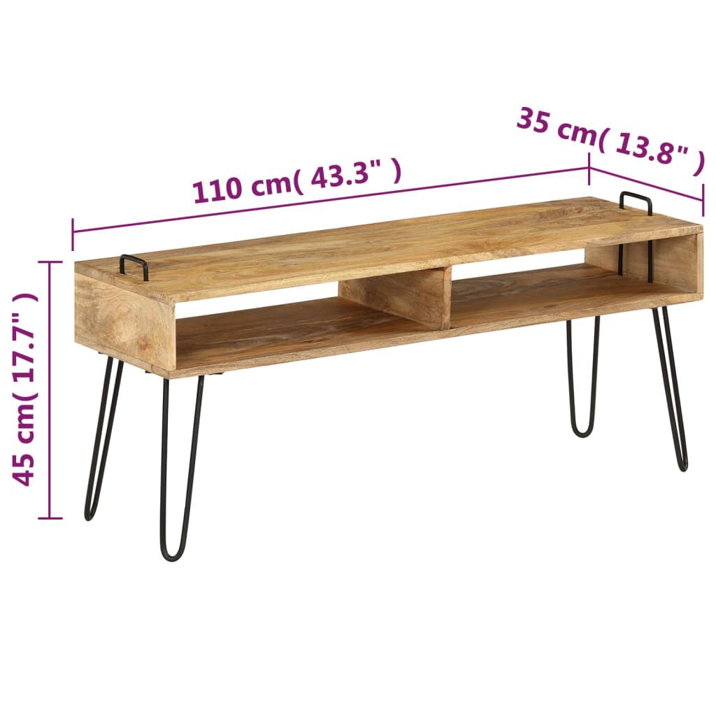 vidaXL Έπιπλο Τηλεόρασης 110 x 35 x 45 εκ. από Μασίφ Ξύλο Μάνγκο