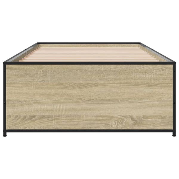 vidaXL Πλαίσιο Κρεβατιού Sonoma Δρυς 90 x 190 εκ. Επεξ. Ξύλο & Μέταλλο