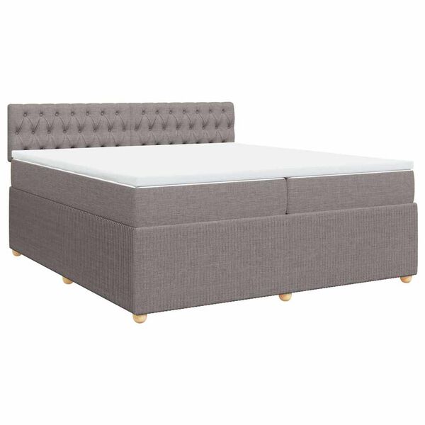 vidaXL &Kappa;&rho;&epsilon;&beta;ά&tau;&iota; Boxspring &mu;&epsilon; &Sigma;&tau;&rho;ώ&mu;&alpha; Taupe 200x200 &epsilon;&kappa;. &Upsilon;&phi;&alpha;&sigma;&mu;ά&tau;&iota;&nu;&omicron;