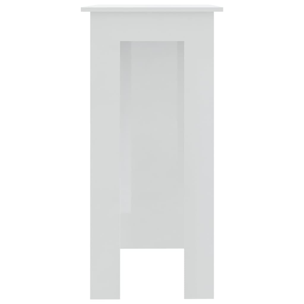 vidaXL Τραπέζι Κονσόλα με Ράφι Γυαλ. Λευκό 102x50x103,5εκ. Επεξ. Ξύλο