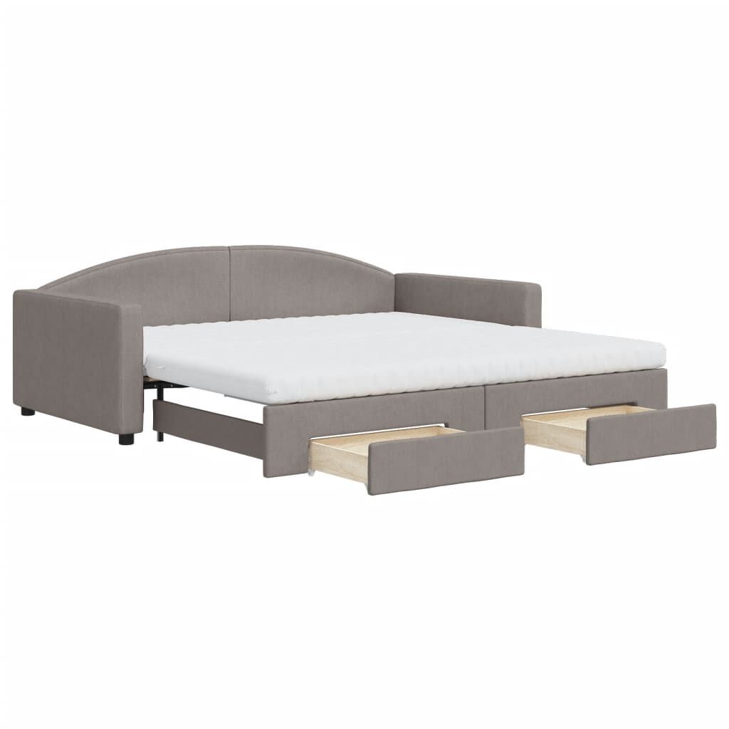vidaXL Καναπές Κρεβάτι Συρόμενος Taupe 100x200εκ. Υφασμάτινος Συρτάρια
