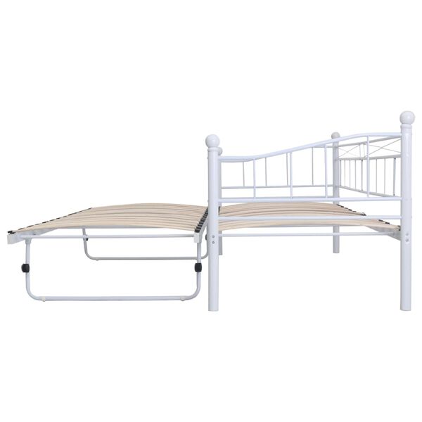 vidaXL Πλαίσιο Κρεβατιού Λευκό 180 x 200 / 90 x 200 εκ. Μεταλλικό