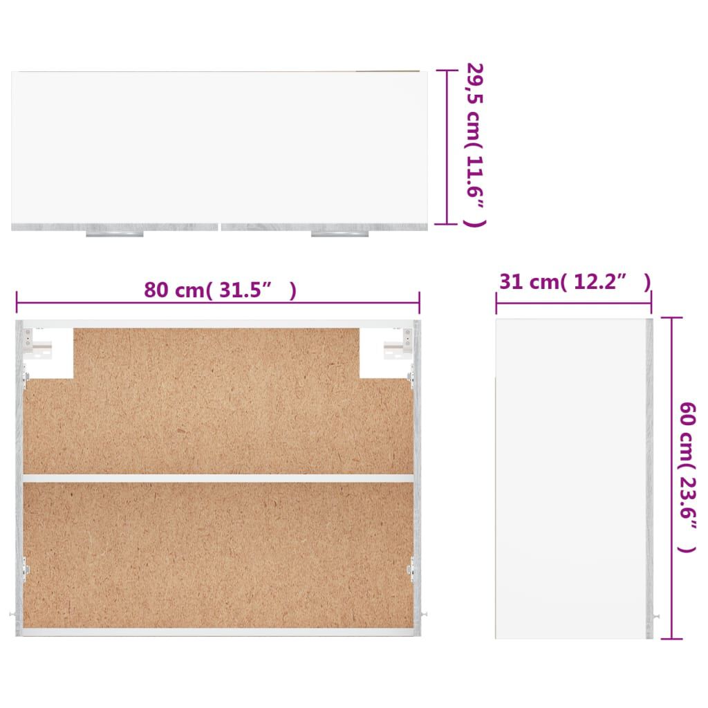 vidaXL Ντουλάπι Κρεμαστό Lyon Γκρι Sonoma 80x31x60εκ.