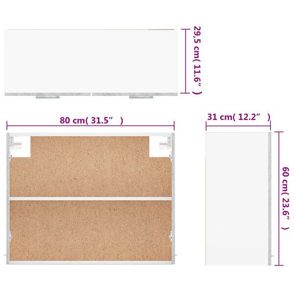 vidaXL Ντουλάπι Κρεμαστό Lyon Γκρι Sonoma 80x31x60εκ.
