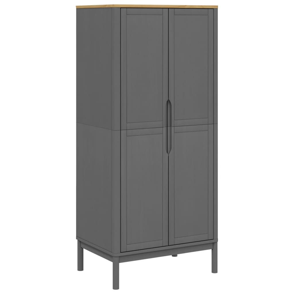 vidaXL Ντουλάπα FLORO Γκρι 77 x 53 x 171 εκ. από Μασίφ Ξύλο Πεύκου