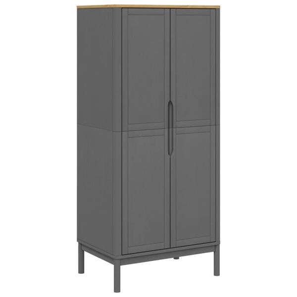 vidaXL Ντουλάπα FLORO Γκρι 77 x 53 x 171 εκ. από Μασίφ Ξύλο Πεύκου