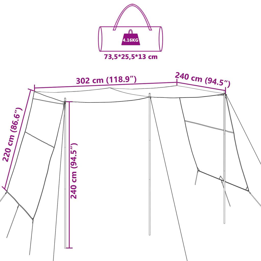 vidaXL Τέντα ανθεκτική στο νερό 302 x 240 x 240 cm