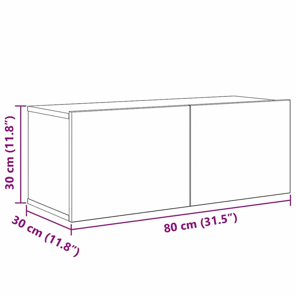 vidaXL Τηλεοπτική Κάβα Τοίχου 4 pcs Παλαιό ξύλο 80 x 30 x 30.5 εκ