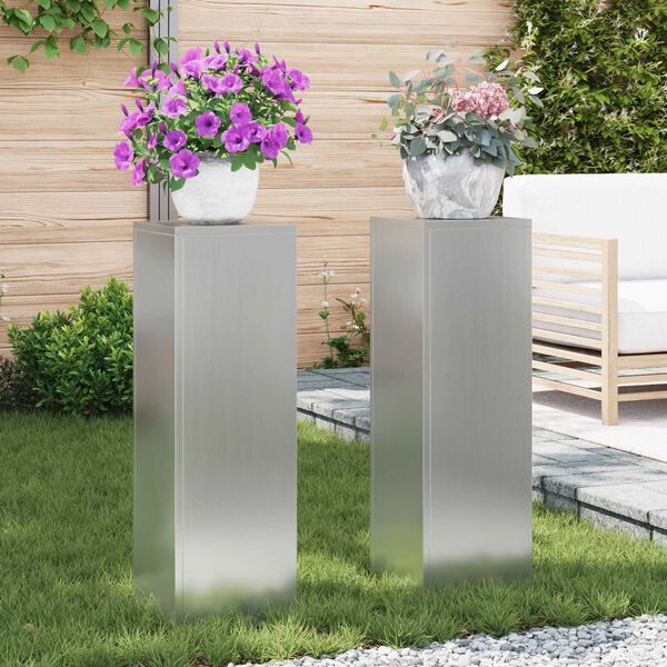 vidaXL Υπαίθρια Σταντ Φυτών Πυλώνας 2 τμχ 24x24x75 εκ Γαλβανισμένο Ατσάλι