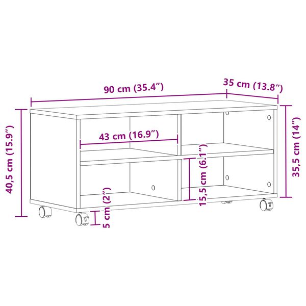 vidaXL Ντουλάπι TV Καφέ 90 x 35 x 35 cm Επεξεργασμένο ξύλο