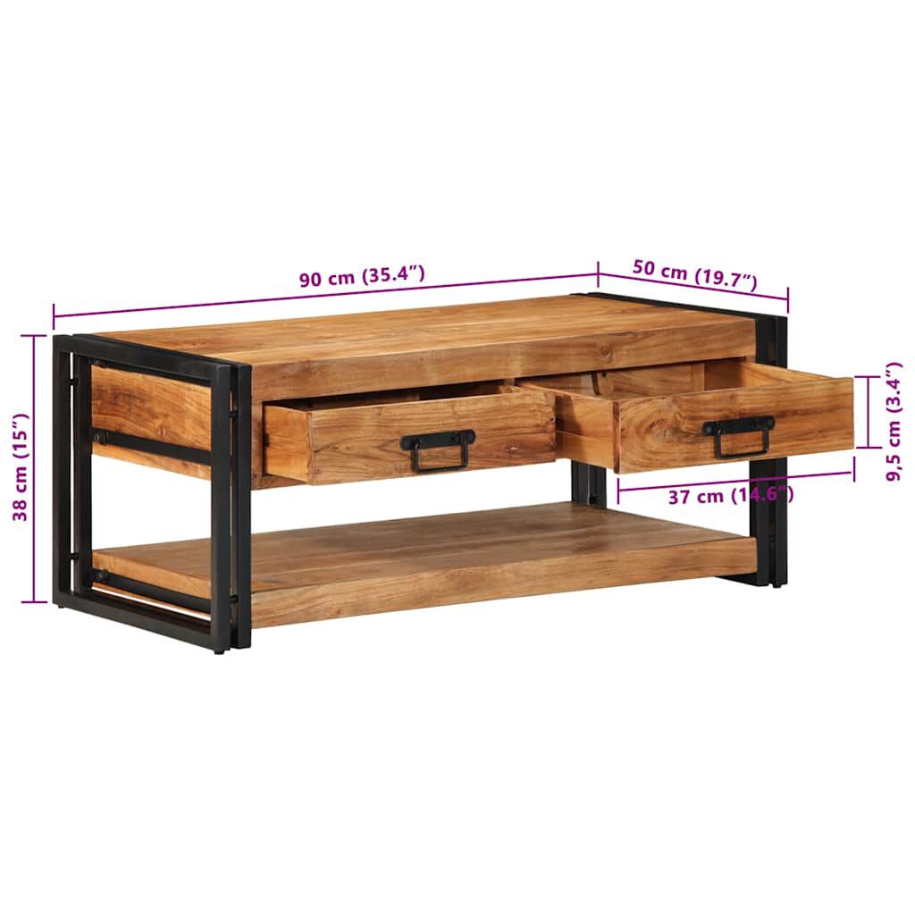 vidaXL Τραπεζάκι σαλονιού 90x50x38 cm μασίφ ξύλο ακακίας