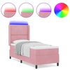 vidaXL Κρεβάτι Box Spring LED με Στρώμα Ροζ 80 x 200 cm Βελούδο