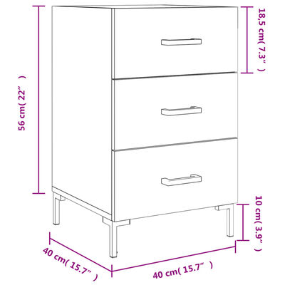 vidaXL Κομοδίνο Καπνιστή Δρυς 40 x 40 x 66 εκ. από Επεξεργασμένο Ξύλο