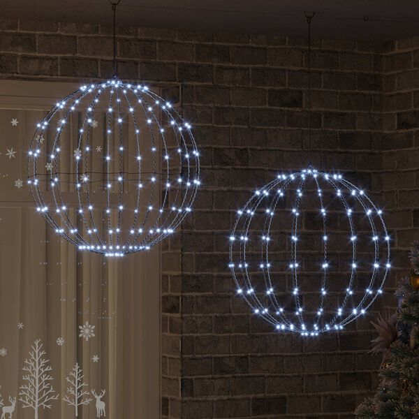 vidaXL &Mu;&pi;ά&lambda;&alpha; &mu;&epsilon; 384 LED 2 pcs &Psi;&upsilon;&chi;&rho;ό &lambda;&epsilon;&upsilon;&kappa;ό 59,5 x 59,5 x 63 &epsilon;&kappa; &Mu;έ&tau;&alpha;&lambda;&lambda;&omicron;