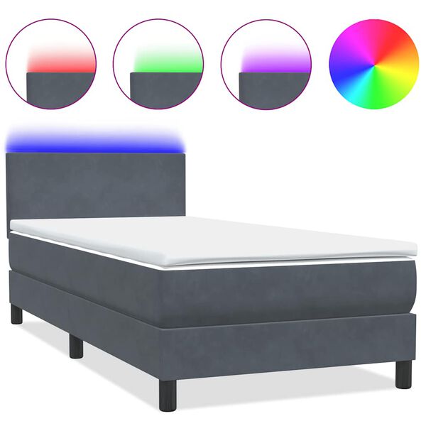vidaXL &Kappa;&rho;&epsilon;&beta;ά&tau;&iota; Boxspring &mu;&epsilon; &Sigma;&tau;&rho;ώ&mu;&alpha; & LED &Sigma;&kappa;&omicron;ύ&rho;&omicron; &Gamma;&kappa;&rho;&iota; 100x210 &epsilon;&kappa;. &Beta;&epsilon;&lambda;&omicron;ύ&delta;&iota;&nu;&omicron;