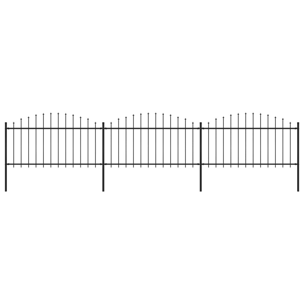 vidaXL Κάγκελα Περίφραξης με Λόγχες Μαύρα (1,25-1,5) x 5,1 μ. Ατσάλινα