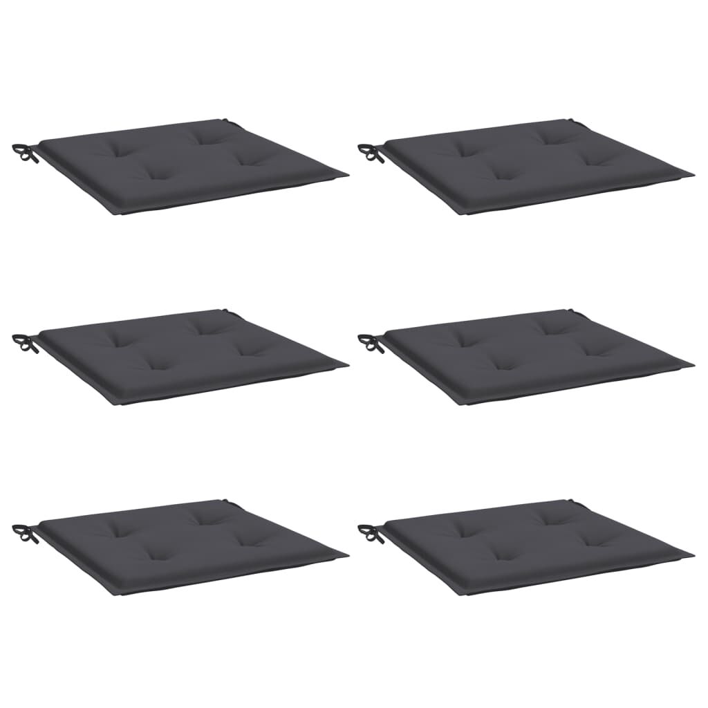vidaXL Μαξιλάρια Καρέκλας Κήπου 6τεμ Ανθρακί 50x50x4 εκ. Oxford Ύφασμα