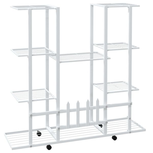 vidaXL Βάση Λουλουδιών με Ρόδες 94,5 x 24,5 x 91,5 εκ. Λευκή Σιδερένια