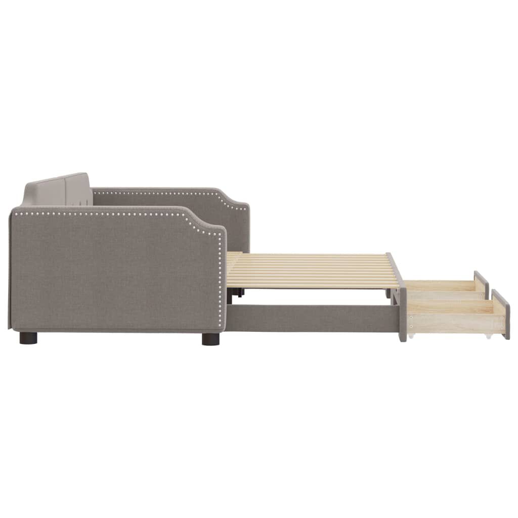 vidaXL Καναπές Κρεβάτι Συρόμενος Taupe 100x200εκ. Υφασμάτινος Συρτάρια